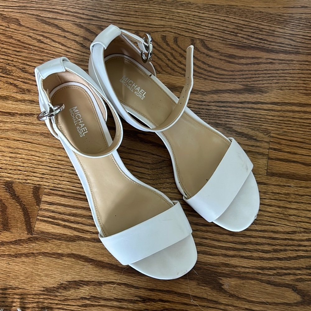 Michael Kors White Block Heels
